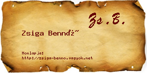 Zsiga Bennó névjegykártya